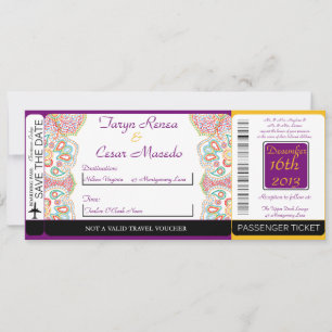 Blauer Baum / Snowf Boarding Pass Einladung Hochze