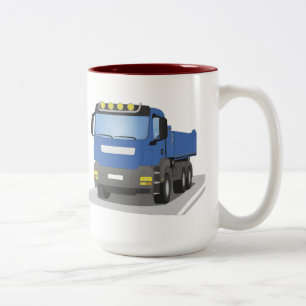 blauer Baustellen LKW Zweifarbige Tasse
