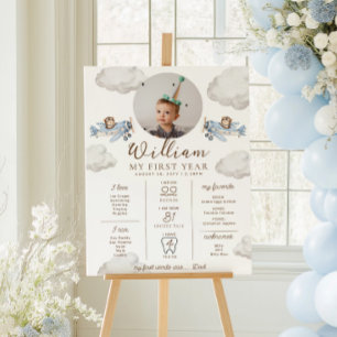 Blauer Beary erster Geburtstags-Meilenstein-Zeitst Poster