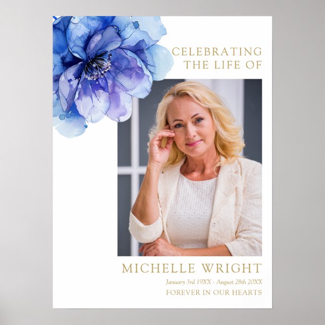 Blauer Begräbnisfeier zum Foto des Lebens Poster (Vorne)