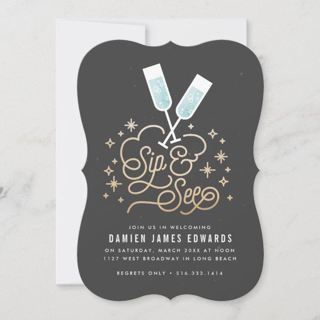 Blauer Beifall für die kleine Sippe & Siehe Einlad Einladung (Vorderseite)