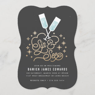 Blauer Beifall zum wenig ein Schlückchen u. sieht Einladung