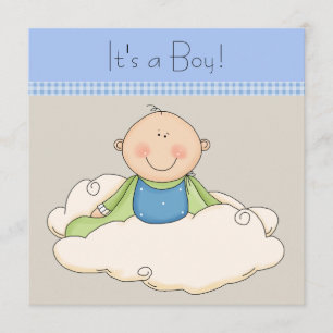 Blauer Beiger Baby Junge Cloud Baby Shower Einladung