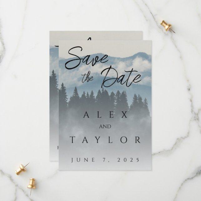 Blauer Berg Save the Date (Vorderseite/Rückseite Beispiel)