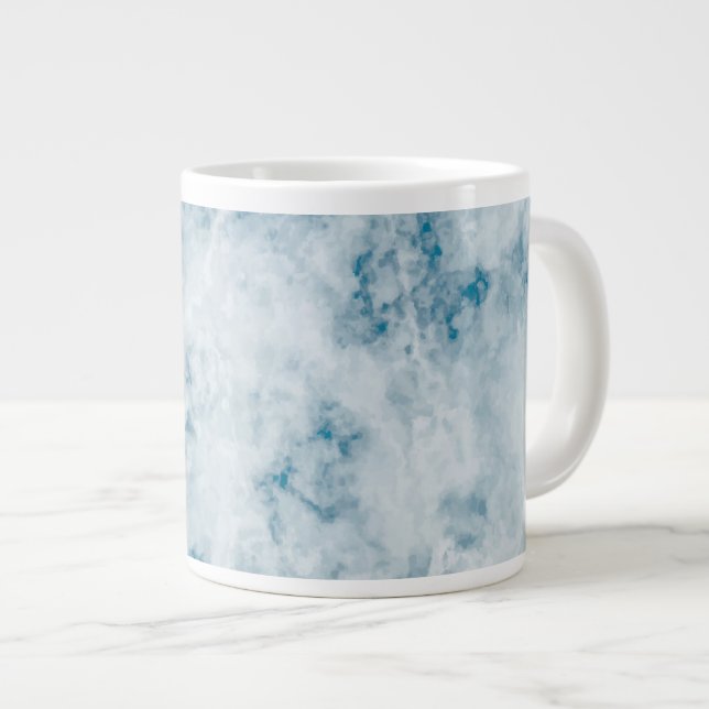 Blauer Beschaffenheits-Marmorierunghintergrund Jumbo-Tasse (Vorderseite Rechts)