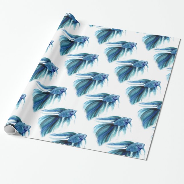 Blauer Betta Geschenkpapier (Ungerollt)