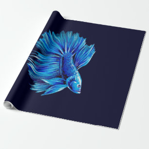 Blauer Bettfisch an der Marine  Aquarium Lover Geschenkpapier