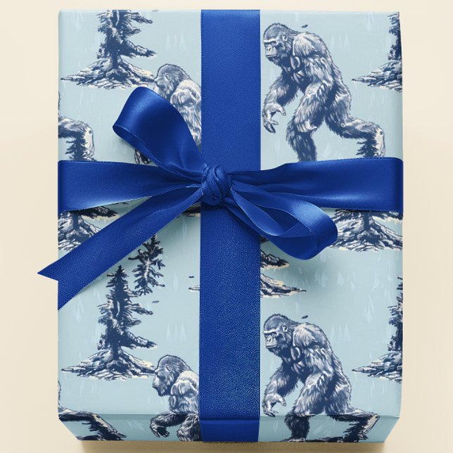 Blauer Bigfoot im Wald Geschenkpapier (Von Creator hochgeladen)