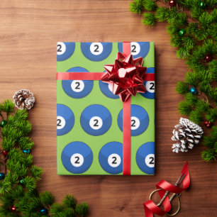 Blauer Billardball Nummer Zwei Muster Geschenkpapier