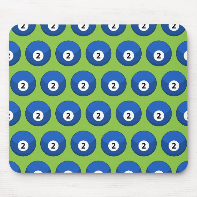 Blauer Billardball Nummer Zwei Muster Mousepad (Vorne)
