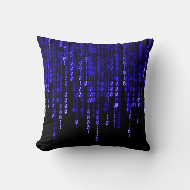 Blauer binärer Phantomcode Kissen (Vorderseite)