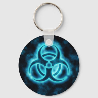 Blauer Biogefährdung Symbol Schlüsselanhänger