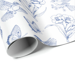Blauer Bird & Butterfly Toile Geschenkpapier