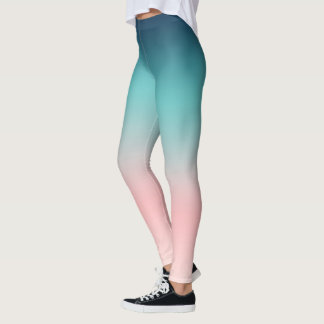 Blauer bis rosa Sonnenuntergang Ombre Leggings