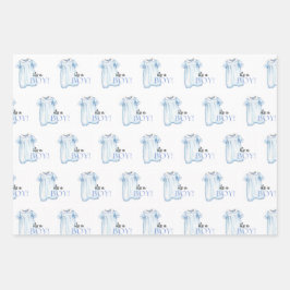 Blauer Blankopfdruck Set 3 Geschenkpapier Set