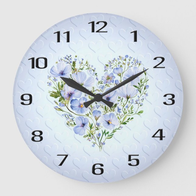 Blauer Bläschen Große Wanduhr (Vorderseite)