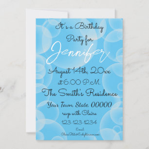 Blauer Blasen Geburtstagskarte Einladung