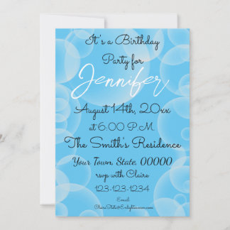 Blauer Blasen Geburtstagskarte Einladung