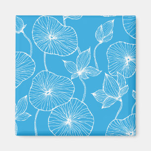 Blauer Blätter Lotus Blume Blossom Magnet