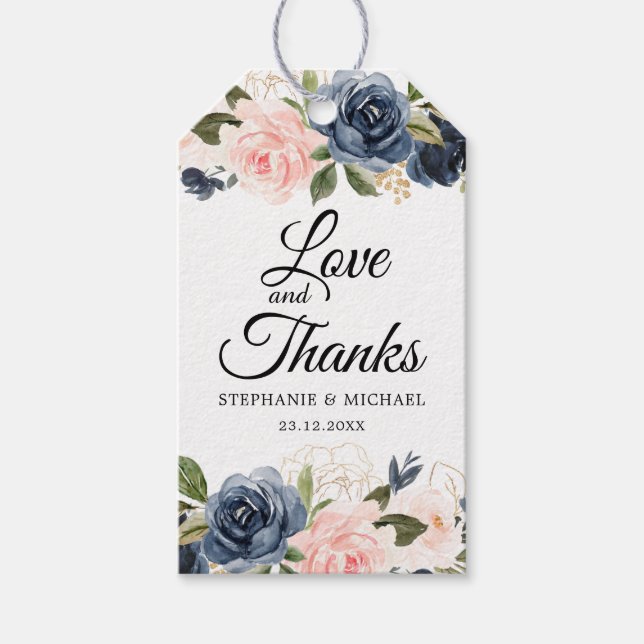 Blauer Blaublau Rosa Rose Botanische Rose Geschenkanhänger (Vorderseite)