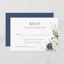 Blauer Blaue Grüne Hochzeitskarte Gold RSVP