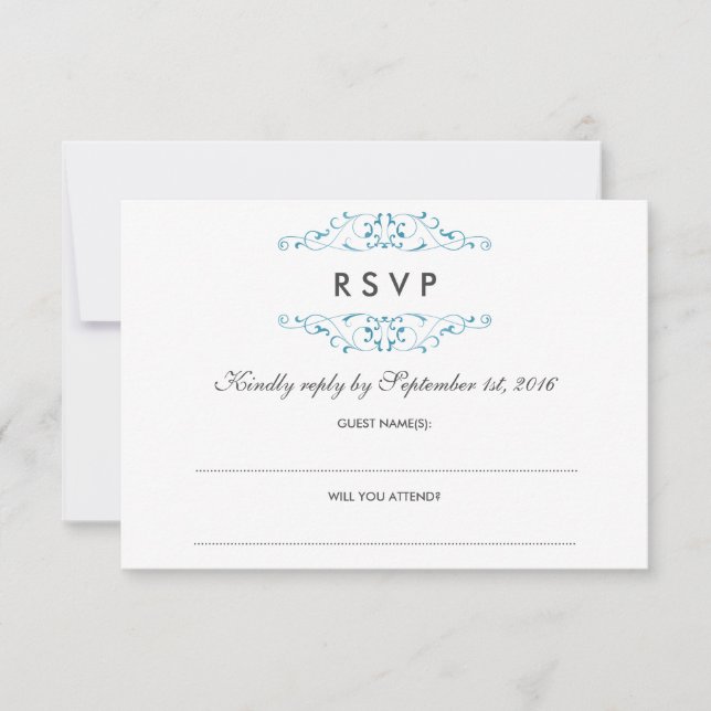 Blauer Blauer Blüh Hochzeit RSVP Karte (Vorderseite)