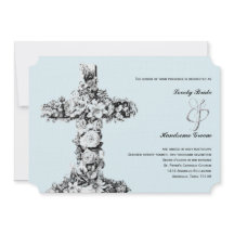 Blauer Blauer Blumenkreuz Christia Hochzeit Einlad