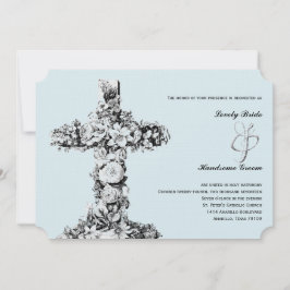 Blauer Blauer Blumenkreuz Christia Hochzeit Einlad Einladung