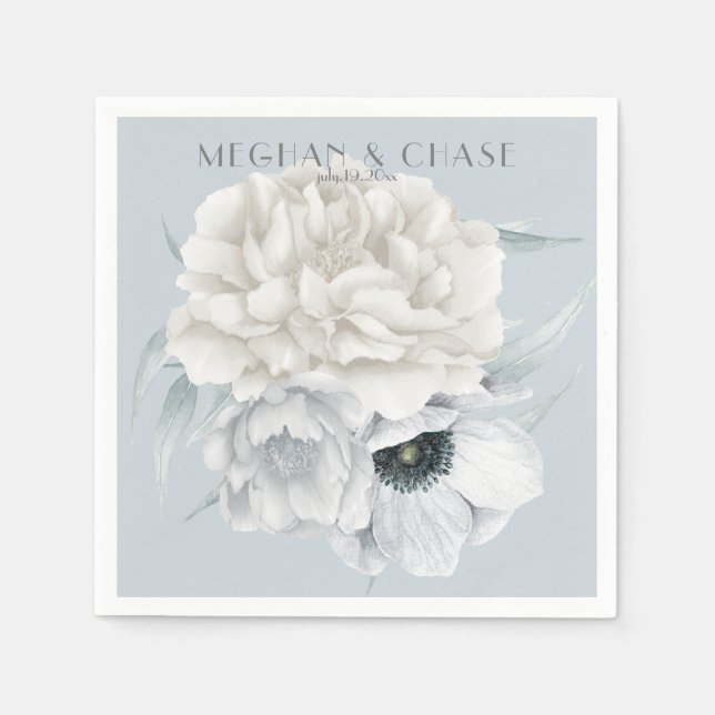 Blauer Blauer Elfenbeincreme Serviette (Vorderseite)