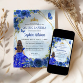Blauer Blauer Glitzer Quinceañera Einladung
