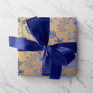 Blauer Blauer Gold Delicate Oriental Gold Foxier Geschenkpapier