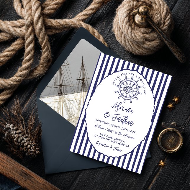 Blauer Blauer Handgemälzter Hochzeitstag Einladung (Von Creator hochgeladen)