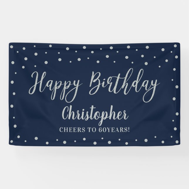 Blauer Blauer Happy Birthday Party Banner (Horizontal)