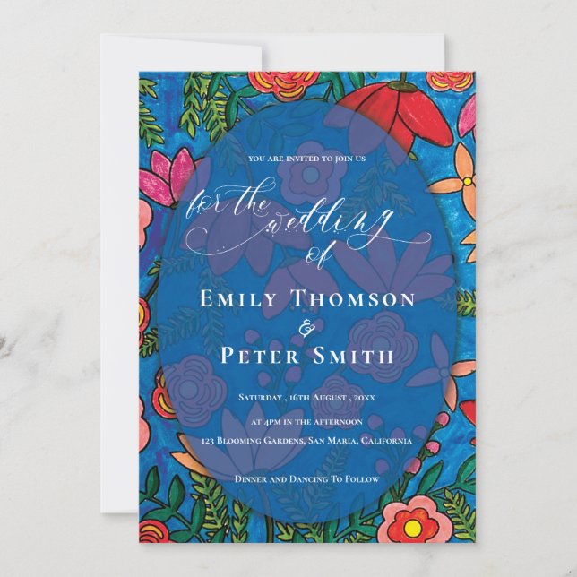 Blauer Blauer Orangenblütenlauf Einladung (Vorderseite)