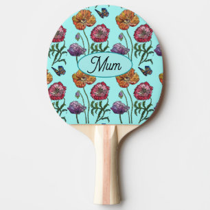 Blauer Blauer Shabby Poppy Mum Mütter Tagesgeschen Tischtennis Schläger