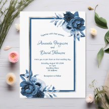 Blauer Blauer Silberflor Hochzeitseinladung