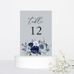 Blauer Blauer Tischnummer - Blauer Grau<br><div class="desc">Dress up your wedding or Party tables with your Blue & Navy Floral Blue Gray Tischnummer Card. Handgemalt,  Aquarell,  dustige blaue Blumen und marineblaue Blumen. Ideal für rustikale Hochzeiten,  Hochzeiten im Herbst,  Winterhochzeiten,  Hochzeiten am Strand und Hochzeiten mit einem blauen Thema.</div>