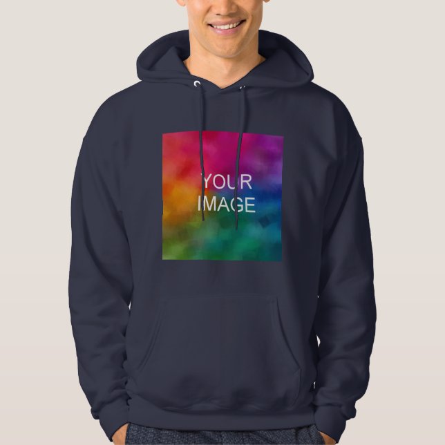 Blauer Blauer Vortrag für Logo hinzufügen anpassen Hoodie (Vorderseite)