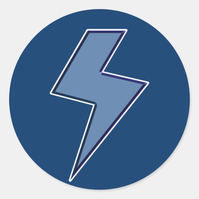 Blauer Blitz Runder Aufkleber (Vorderseite)
