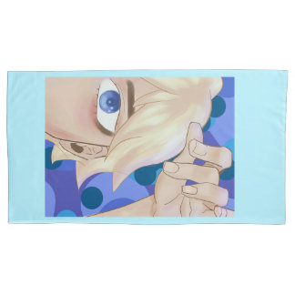 Blauer Blondhaar-Junge Semi-Realismus-Kunststil Kissenbezug