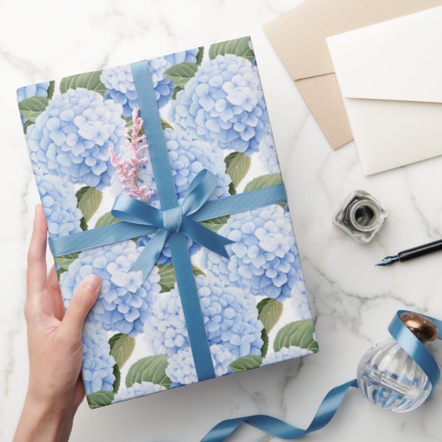 Blauer Blossom Burst Geschenkpapier (Schenken)