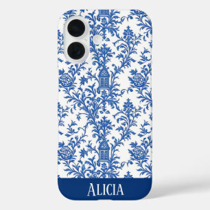 Blauer Blühtoil iPhone 16 Hülle