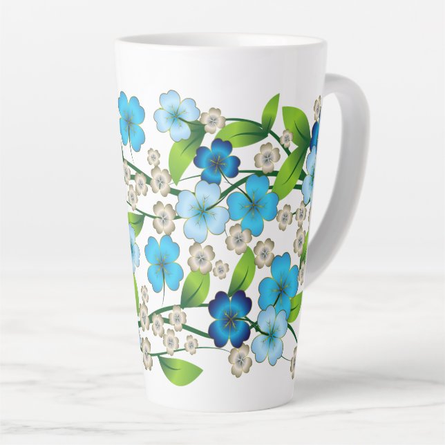 Blauer Blume Blossom Latte Tasse (Rechte Ecke)
