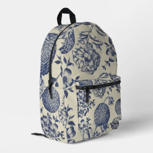 Blauer Blume Blumen Bedruckter Rucksack