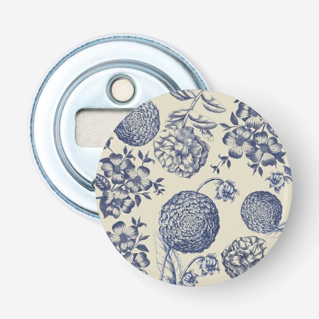 Blauer Blume Blumen Flaschenöffner (Vorderseite)