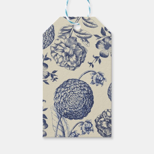 Blauer Blume Blumen Geschenkanhänger (Vorderseite)