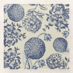 Blauer Blume Blumen Glasuntersetzer