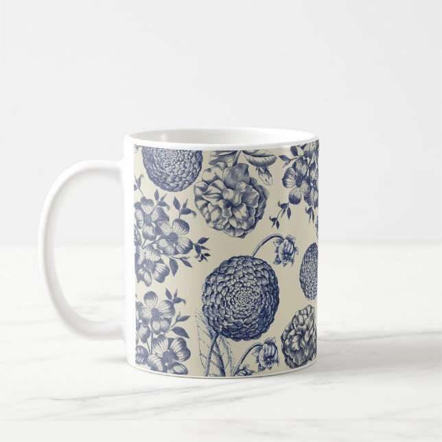 Blauer Blume Blumen Kaffeetasse (Links)