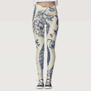 Blauer Blume Blumen Leggings