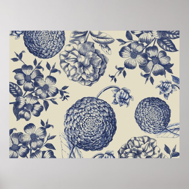 Blauer Blume Blumen Poster (Vorne)
